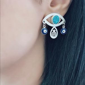 950 silver evil eye earrings hand made